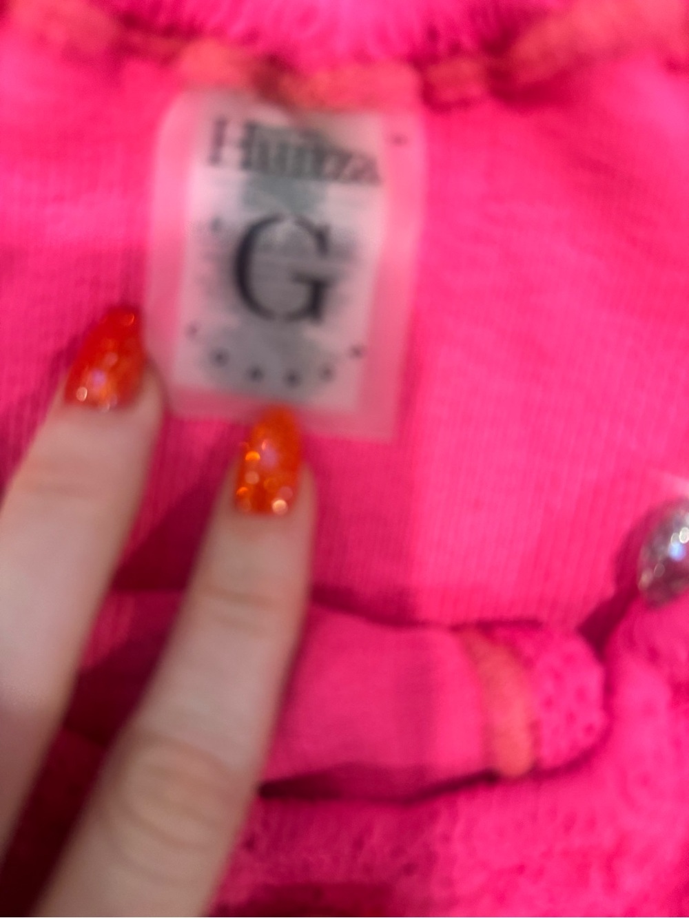 Hunza G Hot Pink Textured Two-Piece Bikini with Glitter Heart Rings - Picture 3 of 4
